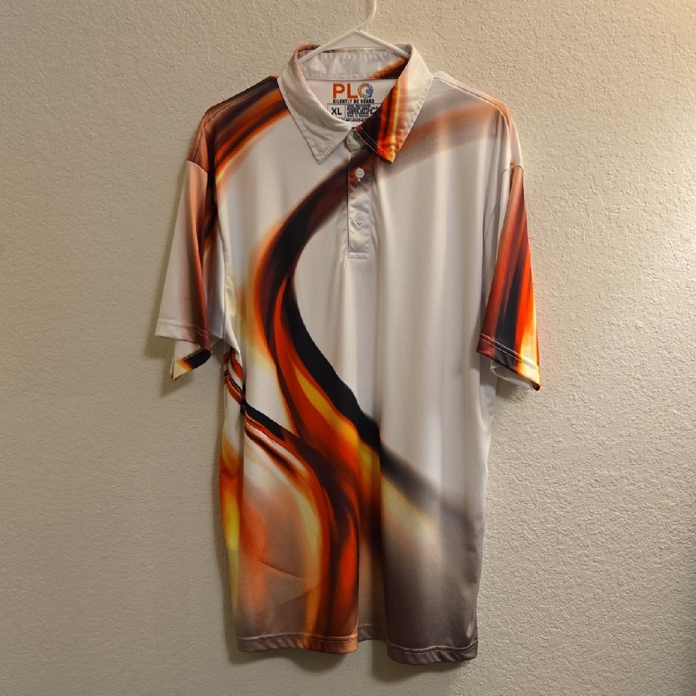 PLG - PLAY LOUD GOLF Men's Vibrant Orange and Black Polo Shirt - XL